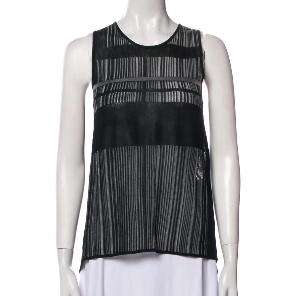 Helmut Lang Semi Sheer Striped Scoop Neck Top